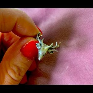 Unique sterling silver deer ring with antlers